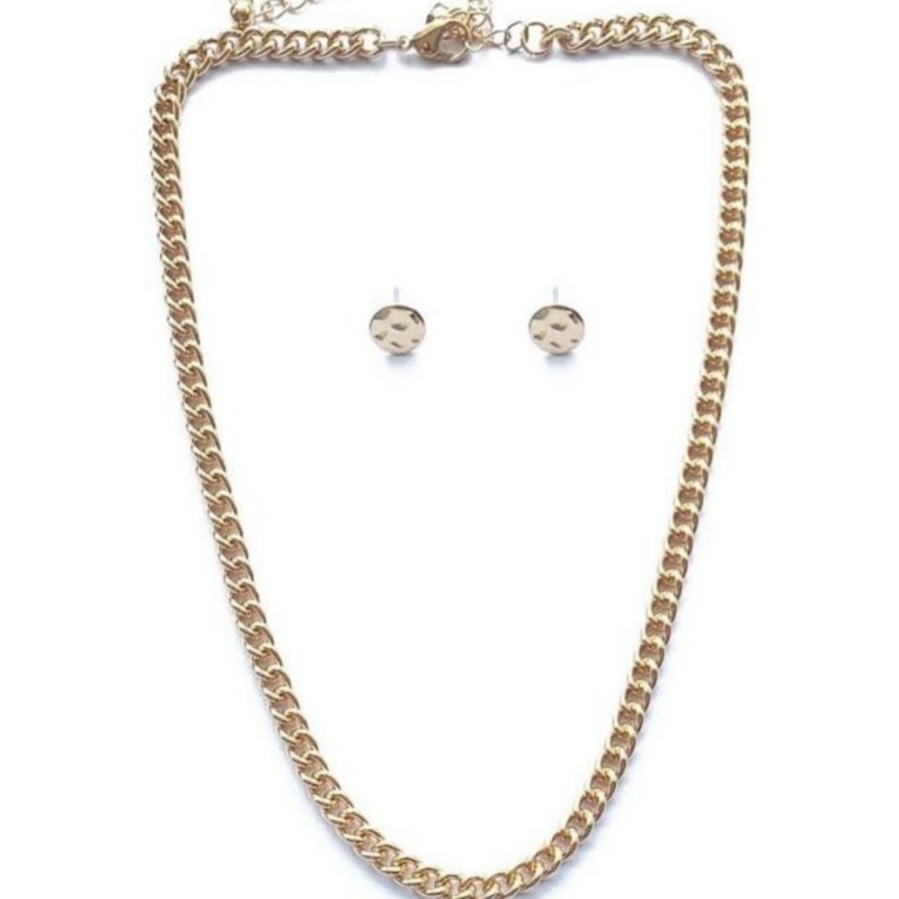Violet Harper Elana Gold Plated Link Necklace and Earring Set New In Box